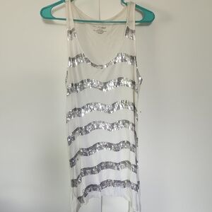 RXB White and Silver Sequin Tank Top
